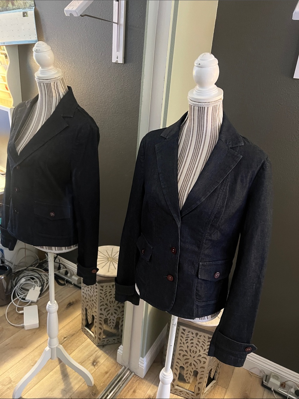 Armani Jeans, size 10, Denim Blazer in Dark Blue, Like New